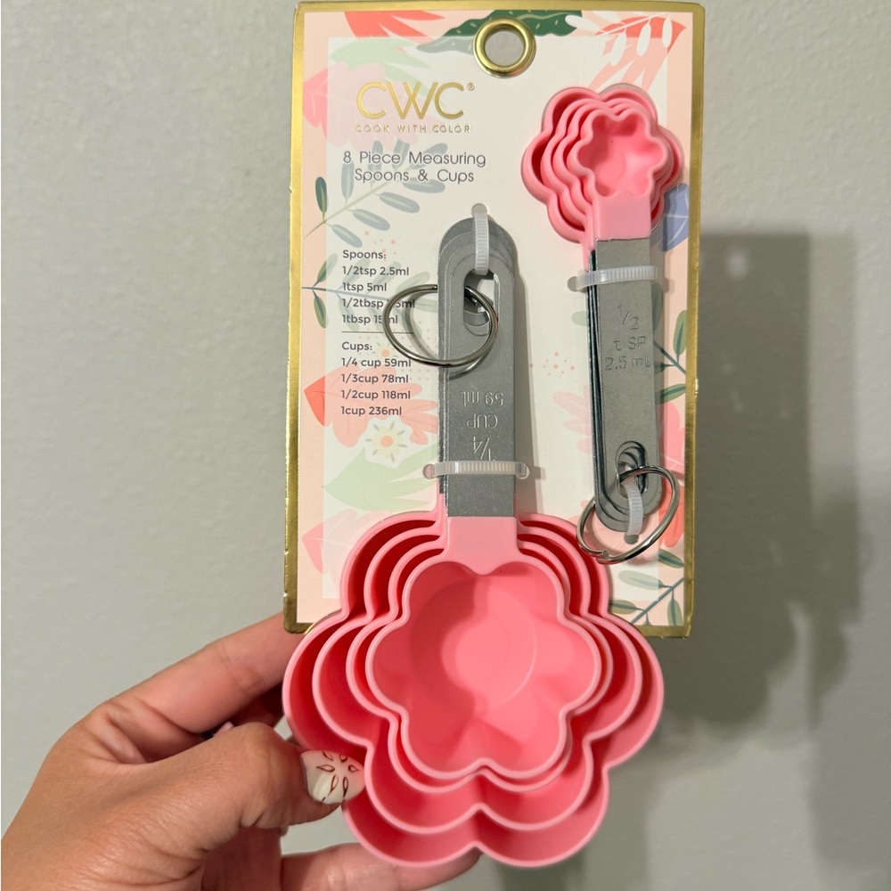 Floral Pink Measuring Spoons & Cups Set